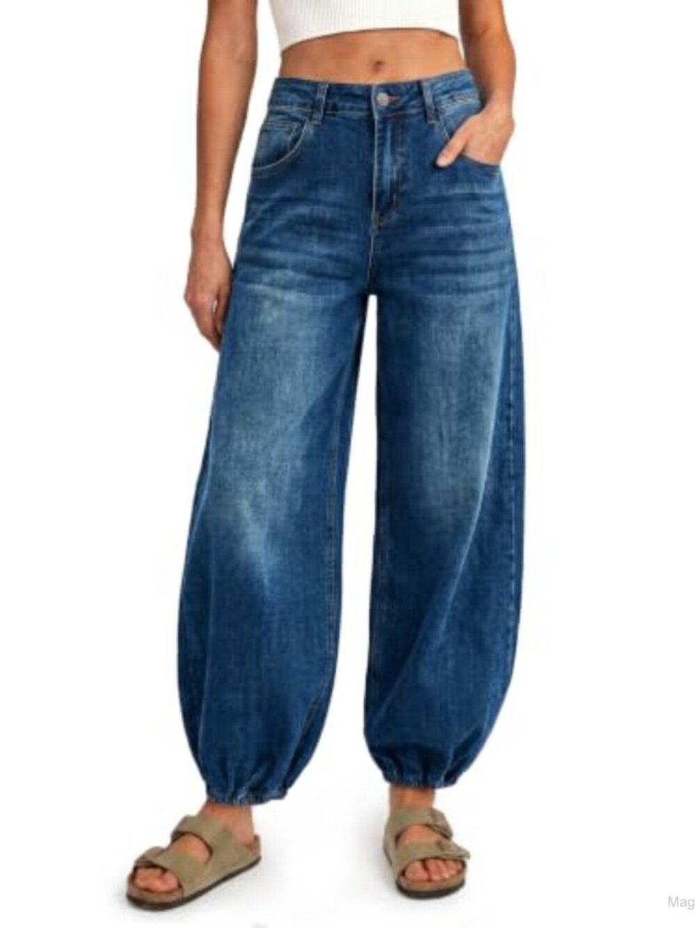 Women High Waisted Wide Leg Baggy Harem Denim Jeans Y2K Streetwear